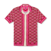 Camisa de manga corta con cuello campamento y estampado a juego